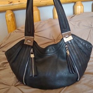 Black Leather B. Makowsky Shoulder Bag